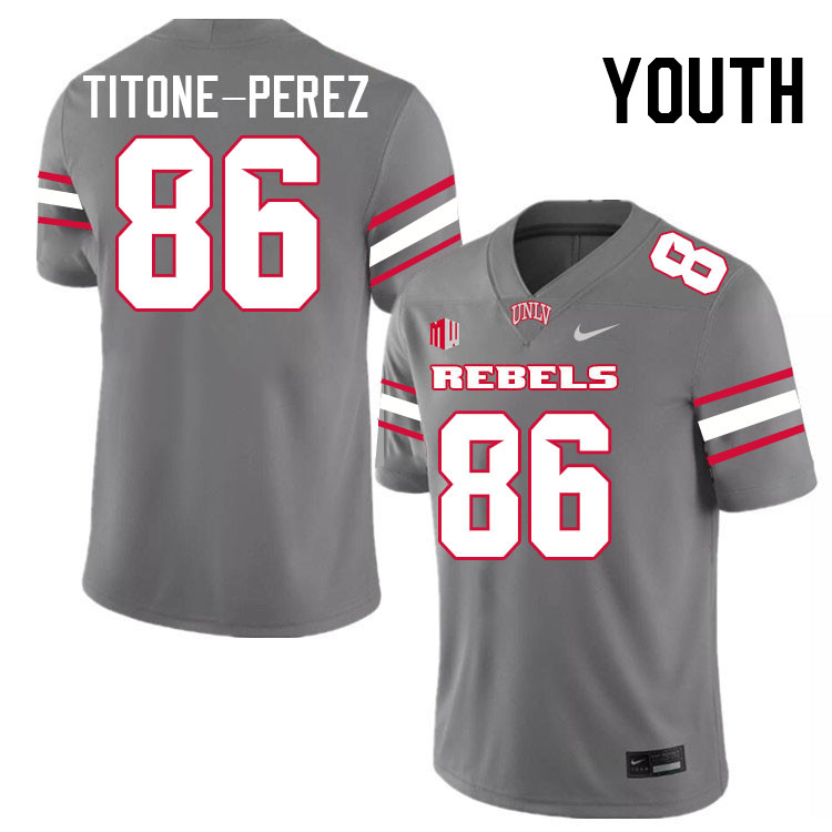 Youth #86 David Titone-Perez UNLV Rebels College Football Jerseys Stitched-Grey